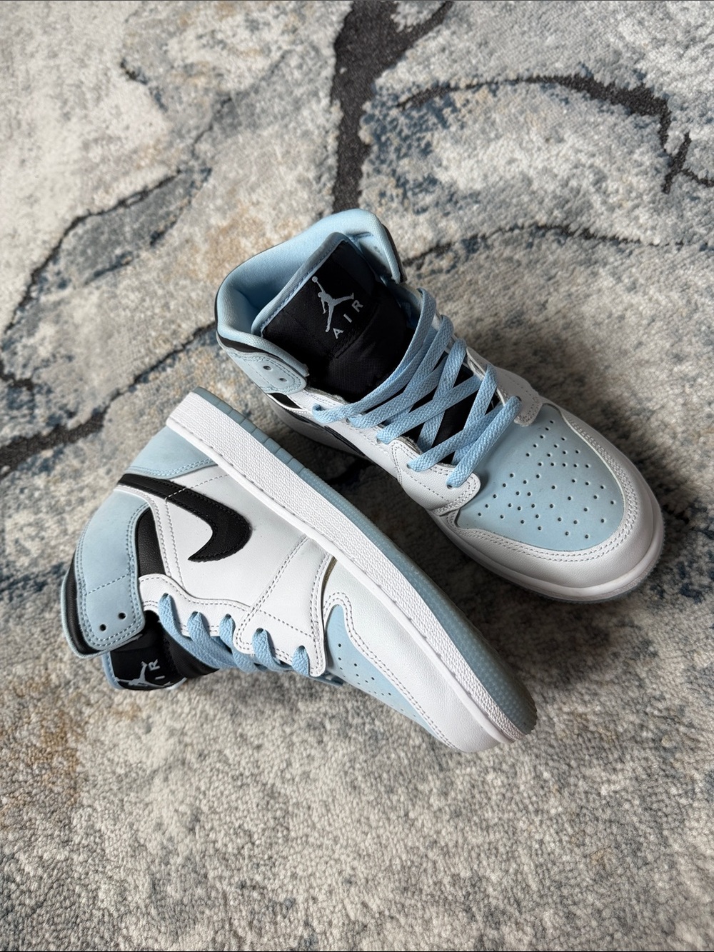 Jordan Kids Light Blue, White & Black High-Top Sneakers